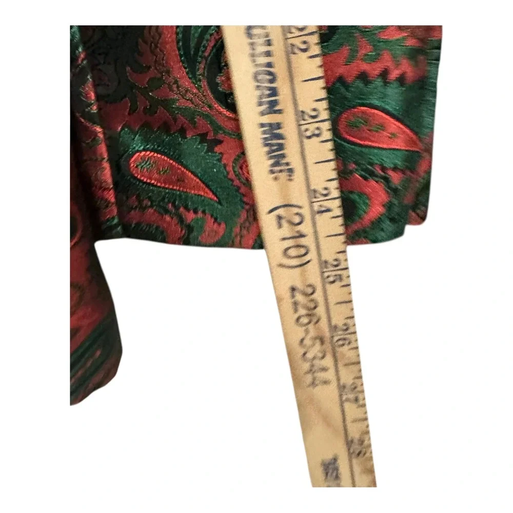 Christmas Paisley Tuxedo Jacket Red Green  Blazer Mens M Shawl Lapel Coofandy